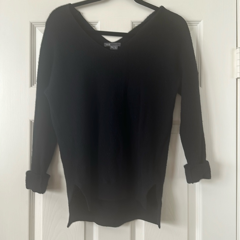 Vince 100% Cashmere V-Neck Black Pullover Sweater Size XS